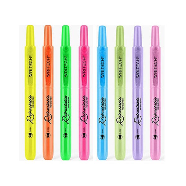Writech Retractable Refillable Highlighter Neon Pink